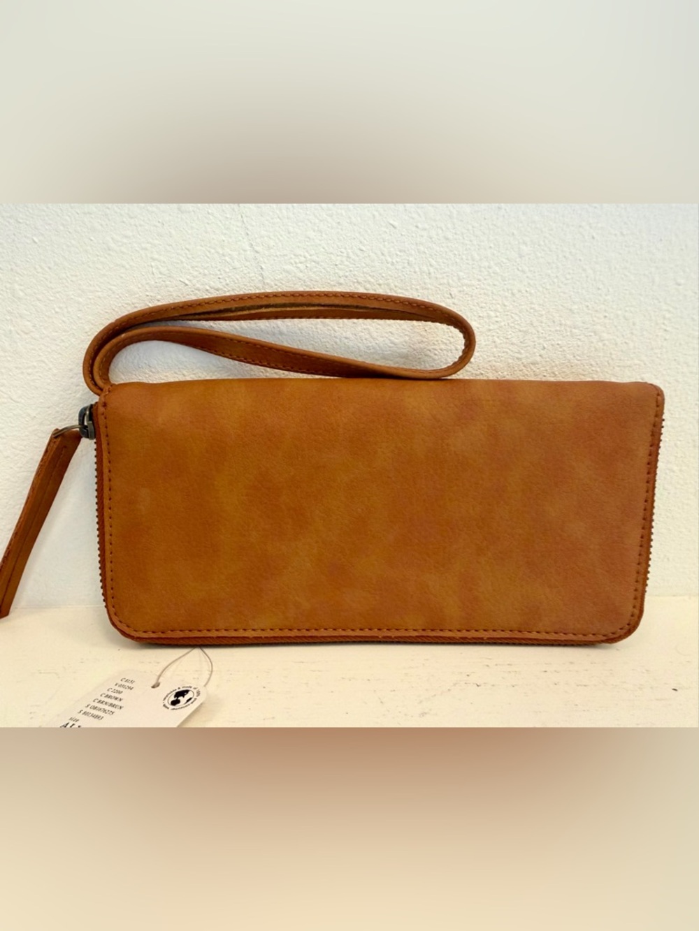 Free People Vegan Leather Tan Wristlet Wallet NWT